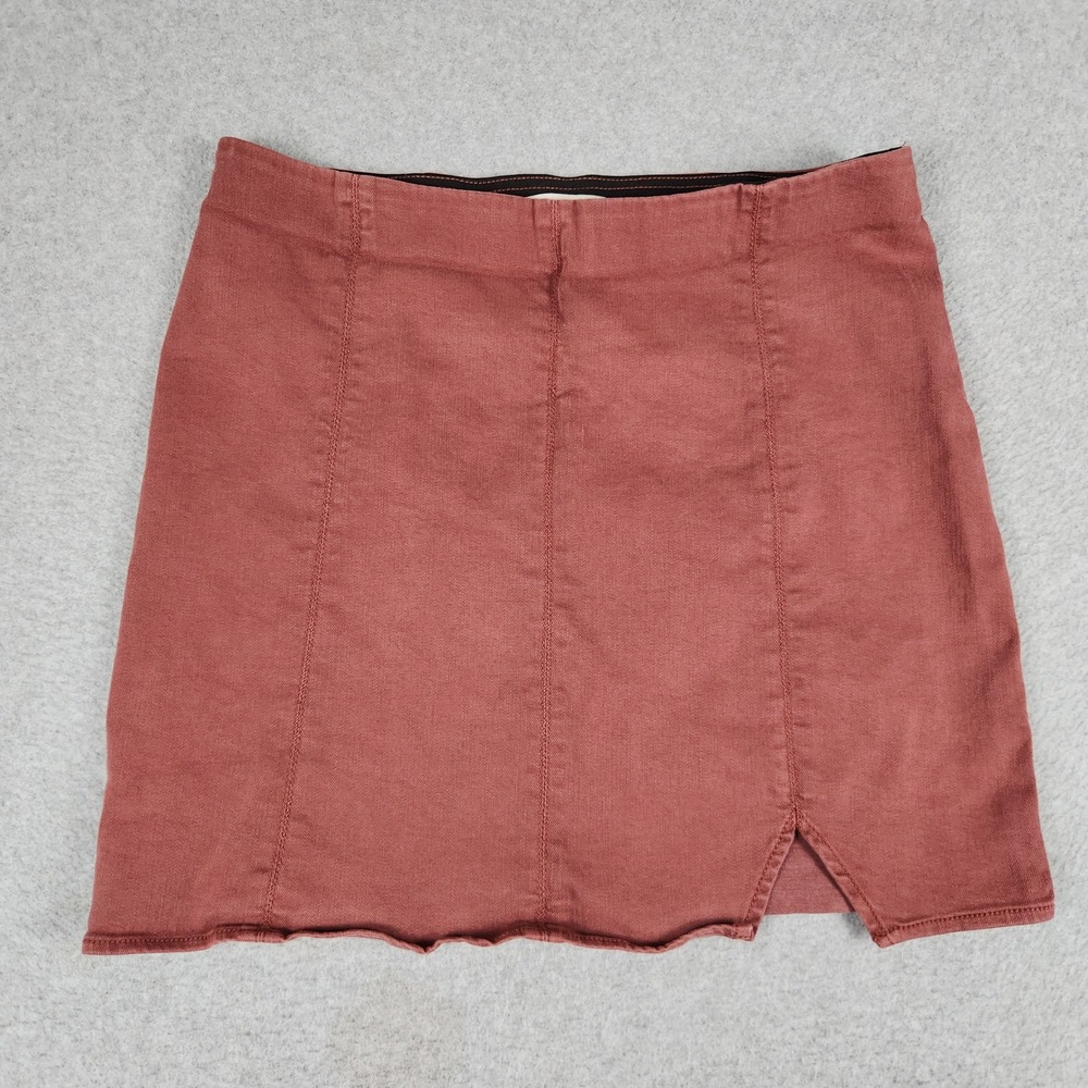 Jolt Mini Skirt Womens 11/30W Rust Red Cotton Modern Stretch High Waisted Slit